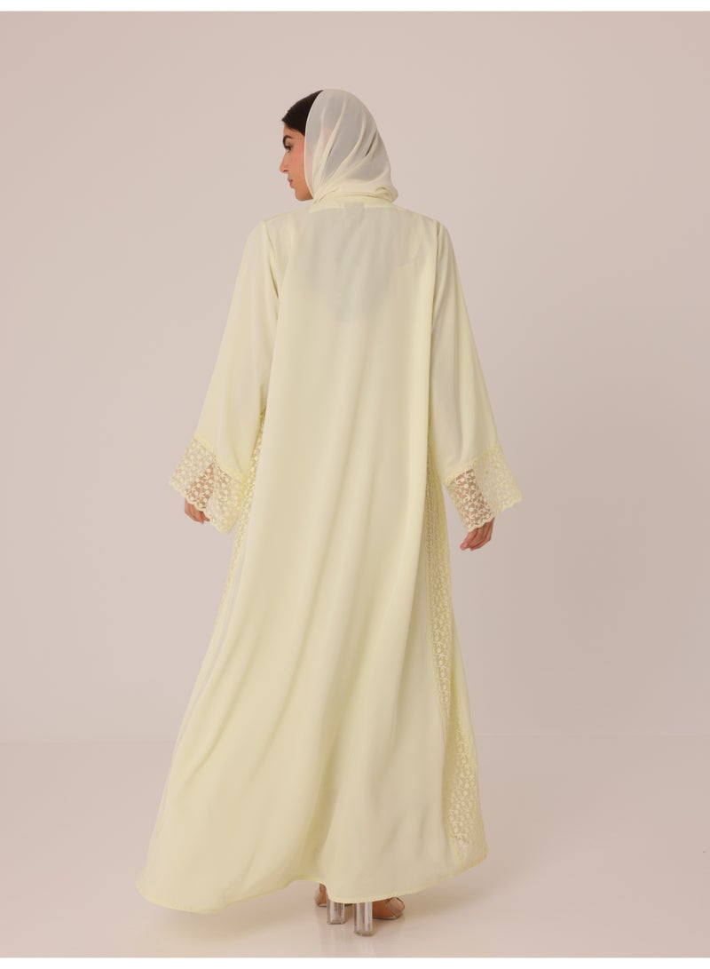 IKKXA Sunrise Lace Abaya ABY1228 Yellow - Image 4